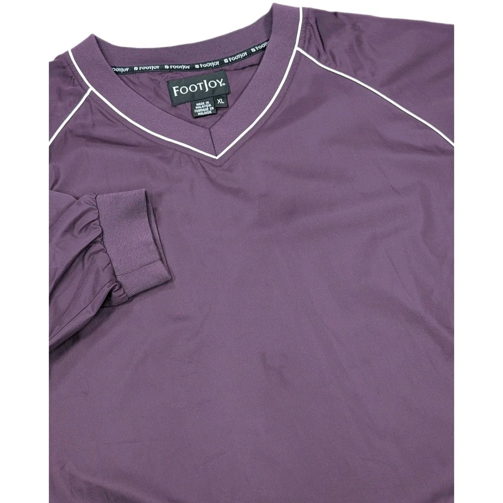 FootJoy Golf Windshirt Mens XL Purple V-Neck Pullover Jacket Long Sleeve FJ Logo